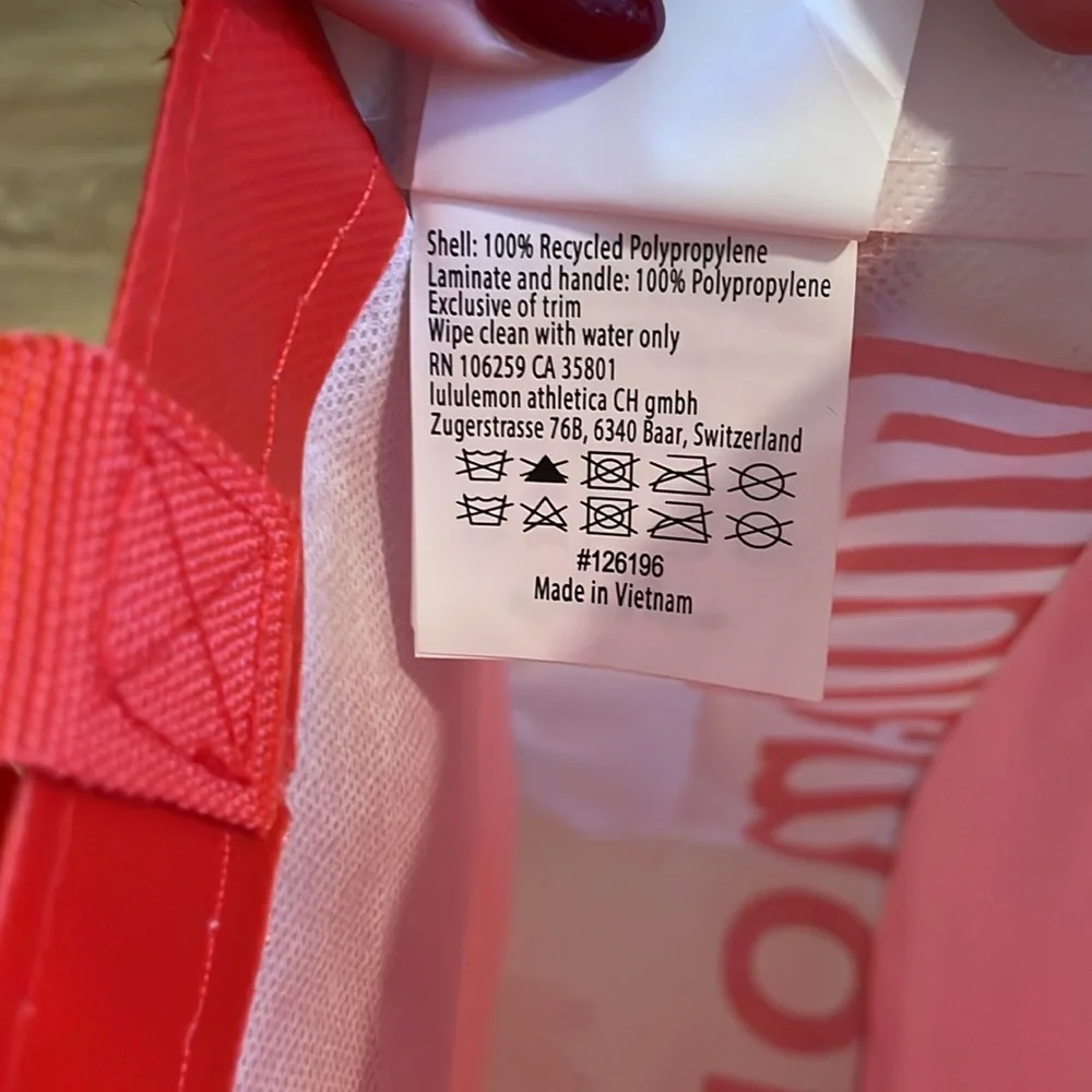 Lululemon Reusable Red & White Tote Bag